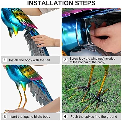 chisheen Peacock Statue Garden Decor Metal Peacock Yard Art Lawn Decoration Outdoor Sculpture Housewarming Birthday Gifts for Women,Mom,Grandma