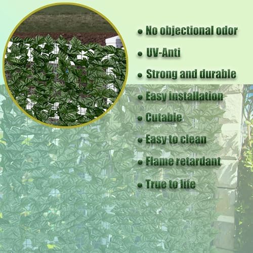 Artificial Ivy Privacy Fence Screen,140" by 60" (58.5 SQFT) UV-Anti Faux Hedge Fence and Fake Ivy Vine Leaf Wall Panels for Indoor&Outdoor Green Backdrop, Garden Greenery Decor