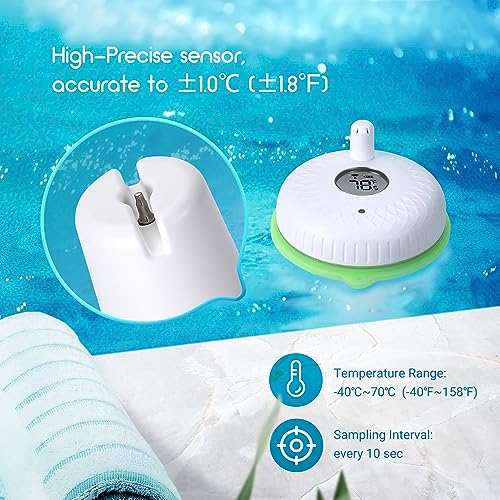 INKBIRD IBS-P02R Floating Wireless Thermometer Set with Indoor Temperature Humidity Monitor, IPX7 Waterproof, for Swimming Pools, Hot Tubs, Small Ponds, Aquariums