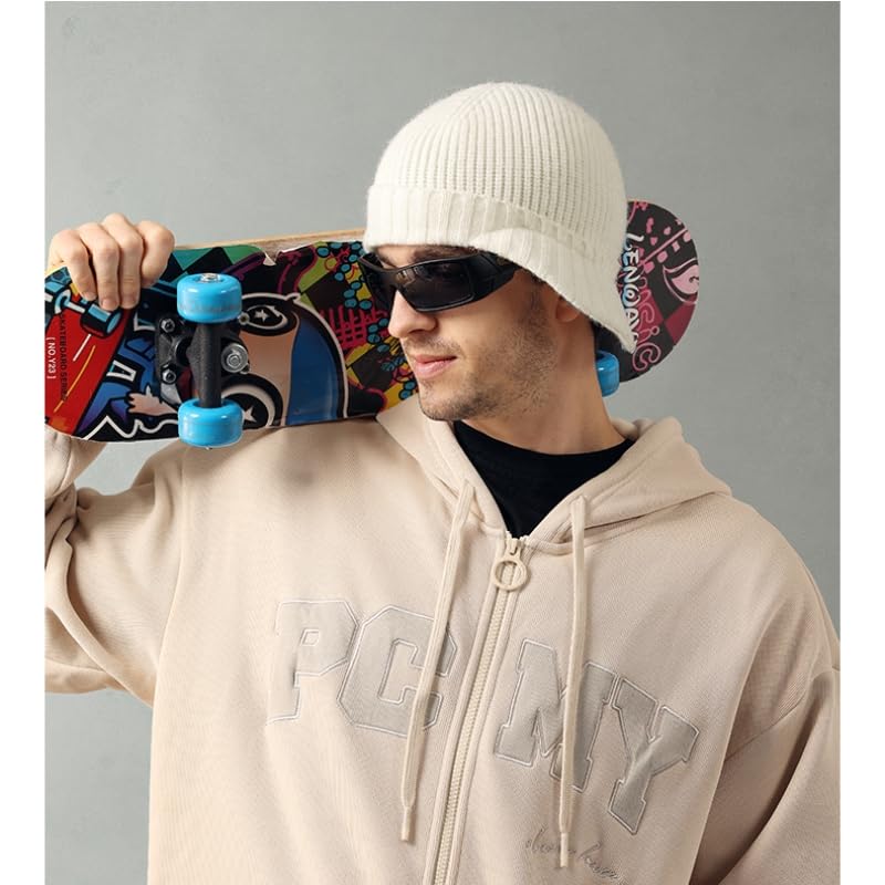 Winter Hats for Men Women - Thick Warm Stylish Knit Beanie Hat, Soft Stretch Cute Womens Winter Hats with Visor Pink