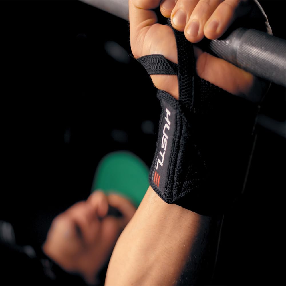 Hustle Athletics Wrist Wraps - Best Weightlifting Support (Professional Competition Grade Wrap) - Brace Your Wrists to Push Heavy, Avoid Injury & Improve Your Workout - for Men & Women