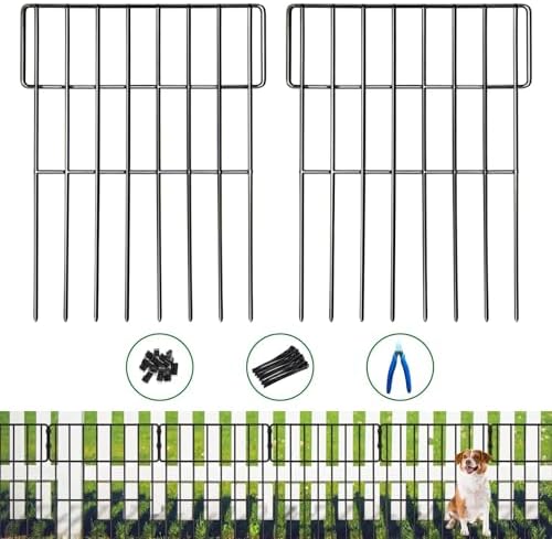 Animal Barrier Fence, 25 Panels No Dig Fence, 27ft(L) x 17in(H) Garden Fences, Under Fences Barrier for Dog Fencing, Rabbit Fencing, Rustproof Metal Fenc Border for Outdoor, Yard, Patio