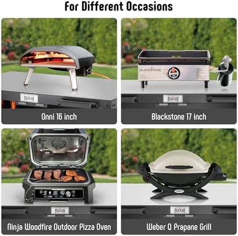 Grill Table, Outdoor Bar Cart Grill Cart with Storage Cabinet,Modular Outdoor Kitchen Island, Outdoor Grill Station with 304 Stainless Steel Top,Pizza Oven Table for Lawn & Garden,L35.4” x W24”