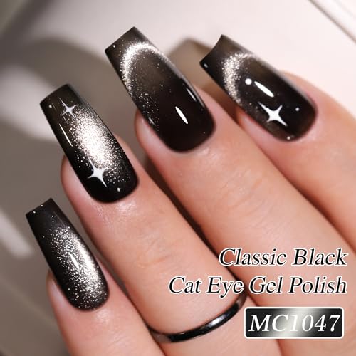 Double Rhythm 0.5 OZ Cat Eye Gel Polish with Magnet 15ML Holographic Glitter Shimmer Translucent Jelly Color Magnetic Polish Salon DIY at Home (MC1020)