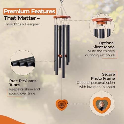 32 Inch Memorial Wind Chimes Outdoor, Personalized Sympathy Gifts for Loss of Loved One, Memorial Gifts for Loss of Mother, Bereavement Gift for Mom, Father, Brother, Sister