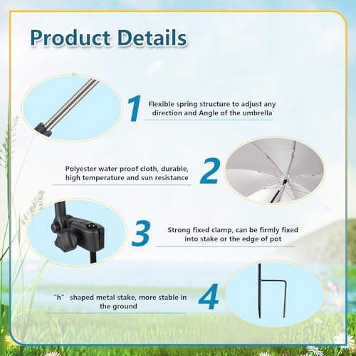 2Pcs Adjustable Plant Shade Umbrella for Outdoor Plants, Plants Shade Cover, Sun Shade Cloth for Plants, Potted Plants, Garden Beds
