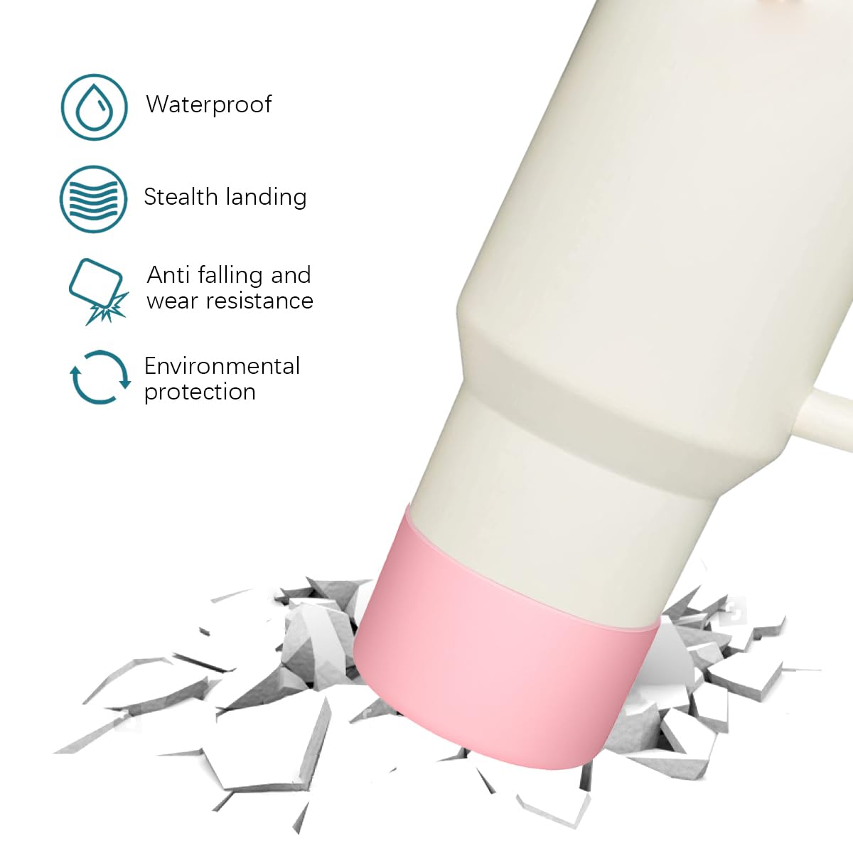 HEYSKAY 2pcs Protective Flask Silicone Boot Base for Stanley Quencher Adventure 40oz & Stanley IceFlow 20oz 30oz Tumbler, and Compatible with 12-24oz Hydro Sport Water Bottles,Yeti and More