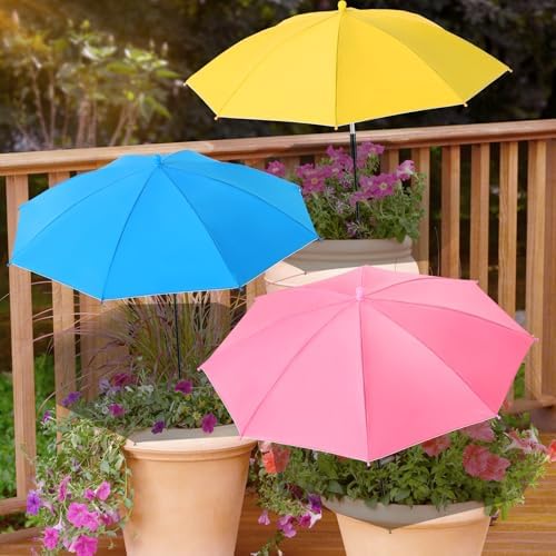 3 Pack Plant Umbrellas for Outdoor Plants - Adjustable Height Garden Umbrella Shade for Potted Plants Garden Beds Flower Pot, Provide Shade to ‌Defend Plants from Blazing Sun, Upgraded Larger Size