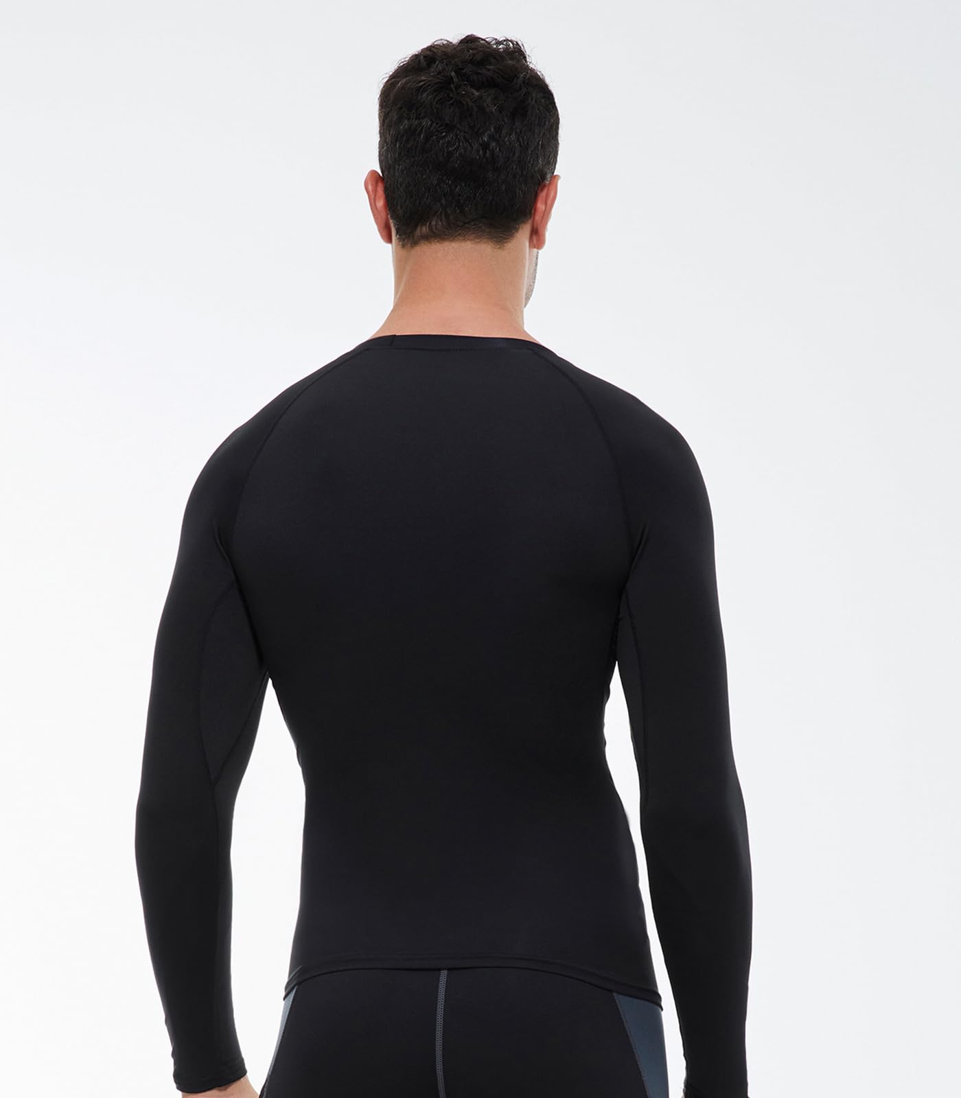 Black Thermal Compression Shirts for Men Long Sleeve Athletic Base Layer Top Winter Cold Weather Warm Running Gear Undershirt