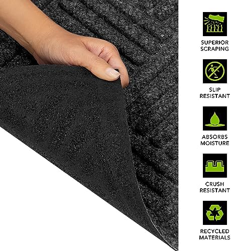 Apache Mills Crosshatch Doormat, 3-Feet X 5-Feet, Charcoal