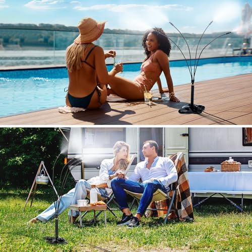 Standing Misters for Outside Patio - Portable Misting System for Cooling Outdoor 26.5Ft Stand Misting Line with 31.5 Inch Height Water Mister for Garden Yard BBQ Party Pool Water Playing Sprinklers
