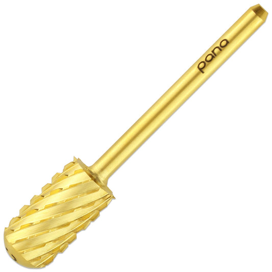 PANA 3/32" Large Smooth Round Top Safety Carbide Nail Drill Bit for Gel Polish & Acrylic Removal Nail Salon Manicure Pedicure Electric File Tools (Large Barrel - Gold, 3X Coarse)