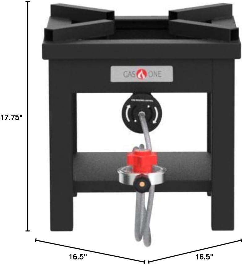GasOne 275,000 BTU Propane Burner Cooker With Regulator with Steel Braided Hose For Outdoor Cooking, Turkey Fry