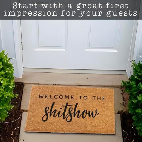 MAINEVENT Welcome to The Shitshow Doormat 30x17 Inch, Outdoor Welcome Mat for Front Door, Outdoor Door Mat for Outside Entry w/Non-Slip PVC Backing