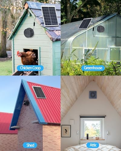 Solar Fan,25W Solar Panel+8" High Speed Solar Powered Fan with Bracket,Solar Fan for Chicken Coop with Power Adapter,Waterproof Solar Exhaust Fan,Solar Power Fan for Greenhouse,Shed(Grey)