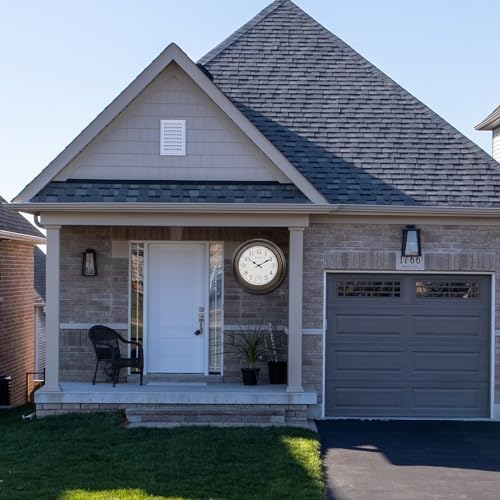 Large Outdoor Clock Waterproof 18" - Retro Indoor Outdoor Wall Clocks with Thermometer for Patio Pool Garden Living Room Decor,Bronze