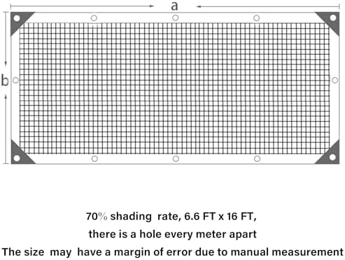 winemana 70% Black Shade Cloth, 6.6 x 16 FT Durable Mesh Tarp with Grommets, Resistant Garden Sun Shade Netting with Taped Edge for Plant Cover, Greenhouse, Patio, Tomatoes, Chicken Coop, Barn Kennel