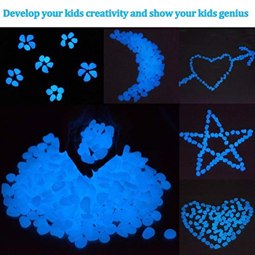 4.8Lbs 1100Pcs Glow in The Dark Stones Pebbles Blue Glow Rocks