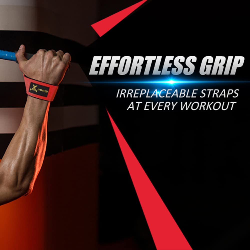 ihuan Lifting Straps for Weightlifting - Wrist Straps for Weightlifting | Gym Wrist Wraps with Extra Hand Grips Support for Strength Training | Bodybuilding | Deadlifting