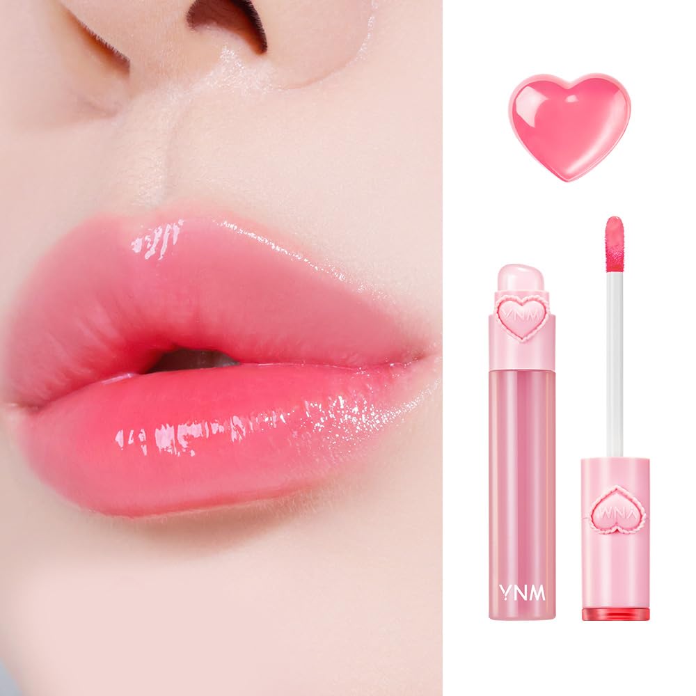 YNM Heart Jelling Tint (01 PEACH JELLING, 0.09 oz) Silicone Lip Brush Included, K-Beauty, Non-Sticky, Moisturizing, Smudge-Proof, Korean Lip Tint, Long-Lasting, Vivid Color