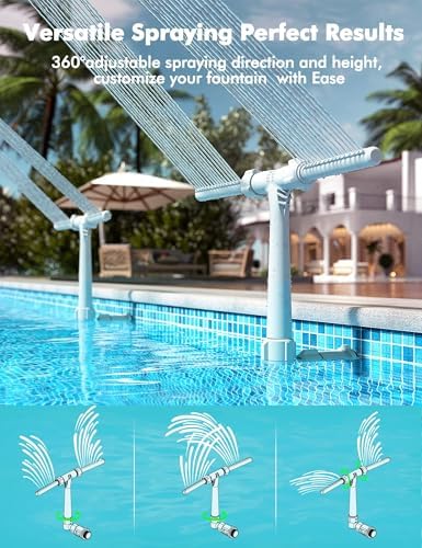 [Patent Pending] POOLHACKER 2025 Upgrade Pool Fountain - Dual Spray Water Fountains for Above Ground/Inground Pools, 2-in-1 Adjustable Waterfall Pool Sprinkler Fountain (for in-tex & for Best-Way)