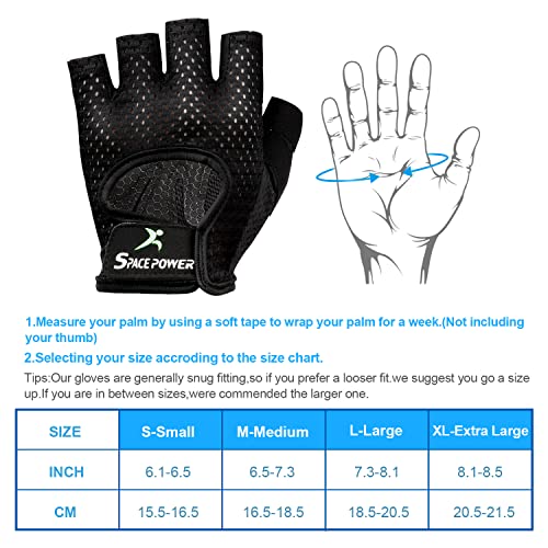 spacepower Workout Gloves, Weight Lifting Gloves for Women&Men, Lightweight Breathable Gym Gloves for Exercise (Small, Black)