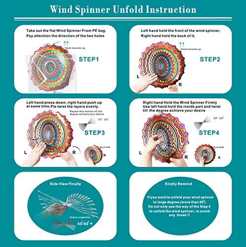 FONMY Stainless Steel Wind Spinner Worth Gift Indoor Outdoor Garden Decoration Crafts Ornaments 12 inch Multi Color Mandala Wind Spinners