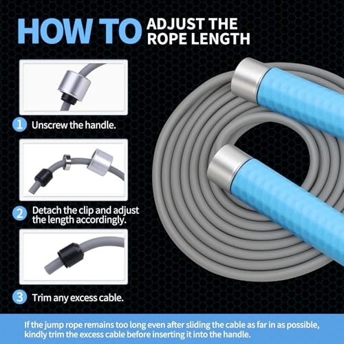 Weighted Jump Rope for Men，Women and kids(1LB), Jump Ropes for Fitness, Speed Skipping Rope, Gym,Indoor/Outdoor - Fitness, Workout, Boxing,crossfit (Black)