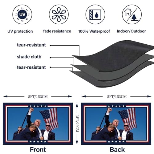 3 Ply Patriotic Flag Super Tough Double Sided 3x5 Outdoor Flags, Long Lasting, Fade Resistant 300D Polyester Pongee with 2 Brass Grommets