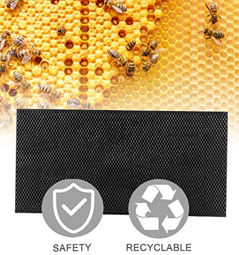Beehive Waxed Coated Foundation Sheet Beehive Foundation Sheets Waxed Foundation Sheet Plastic Portable Honeycomb Sheet Nest Foundation Sheet Beehive Equipment Fit Deep Frame Black 10 Sheets