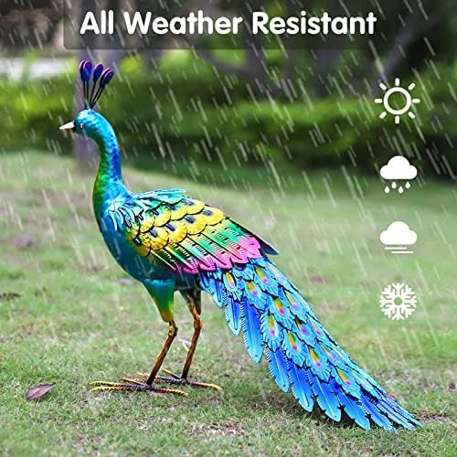 chisheen Peacock Statue Garden Decor Metal Peacock Yard Art Lawn Decoration Outdoor Sculpture Housewarming Birthday Gifts for Women,Mom,Grandma