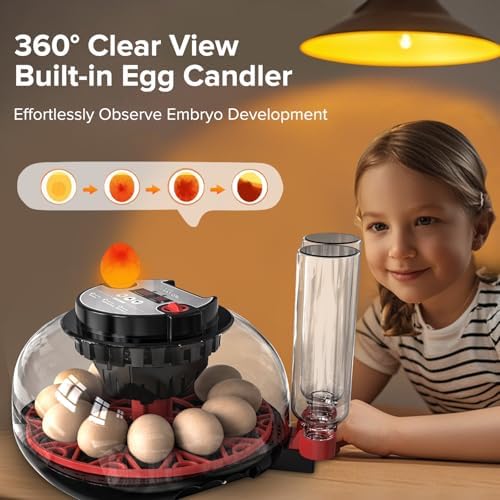Incubator with Automatic Egg Turning and Humidity Control, Incubators for Hatching Eggs, Chicken, Ducks, Goose, Pigeon, Quail, Parrot Incubator for Farm, Lab, Science Classroom, Home