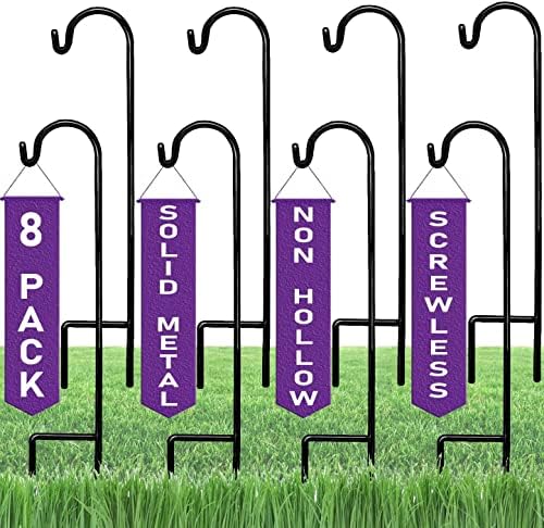 Ashman Shepherd's Hooks 35 Inch (8 Pack), Black, Made of Premium Metal for Hanging Solar Lights, Bird Feeders, Mason Jars, Christmas Lights, Lanterns, Garden Stakes and Wedding Décor.