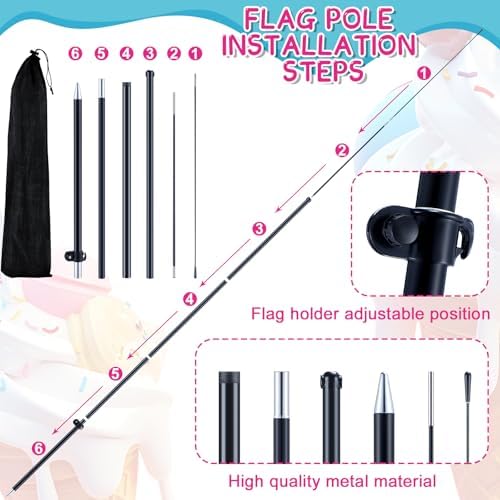 Ice Cream Advertising Feather Flag 7 ft Advertising Swooper Flag Banner Signs with Pole and Ground Stake for Store Business Outside