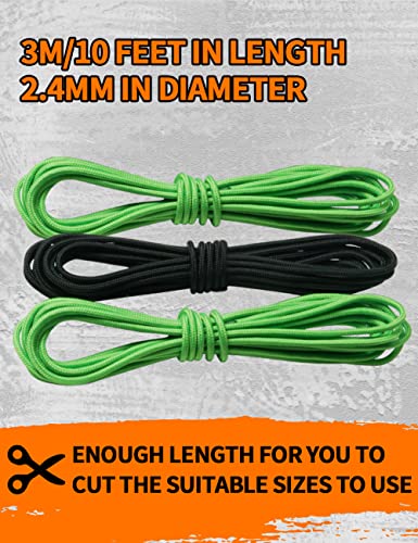 THREE ARCHERS Archery D Loop Rope for Compound Bow D Ring Buckle Release Nocking Loop Material（Pack 3） Bowstring Serving Thread D Loop Buckle (2 Green+Black)