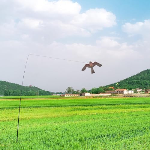 Bird Hawk Flying Kite with Pole Crop Protector Bird Scare Flying Kite with 4m Pole Has The Effect of Scaring Birds