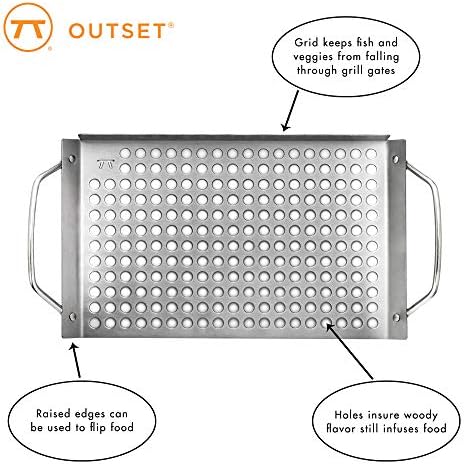 Outset 76630 Stainless Steel Grill Topper Grid, Set of 2, 11"x7" and 11"x17"