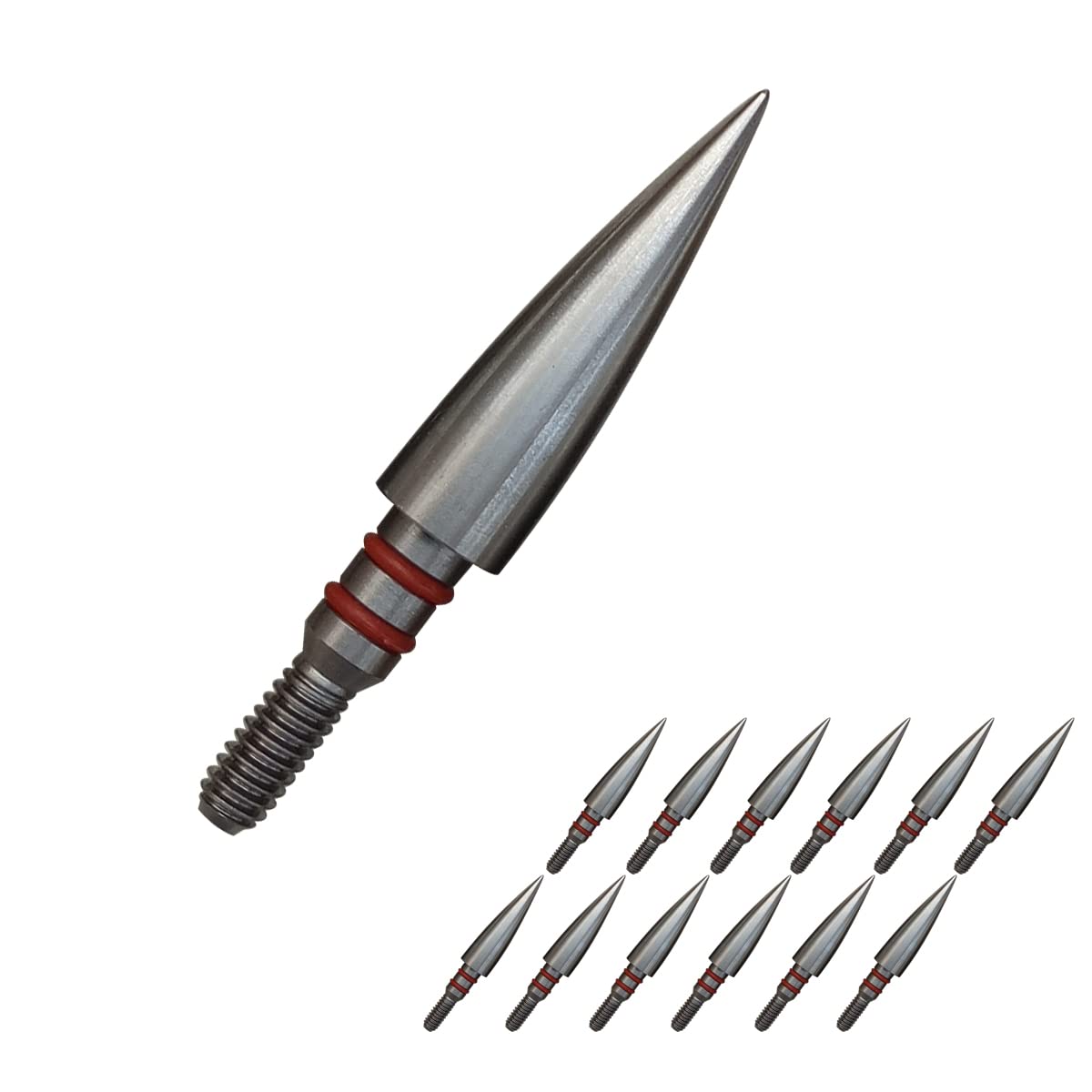 Aklisdlha Field Points arrowheads 100/125/150/200/300 Grains Archery Field Points,Stainless Steel Screw in Archery Field Tips and Broadheads (1 Dozen 12 PCS) (5/16″-125 Grains)