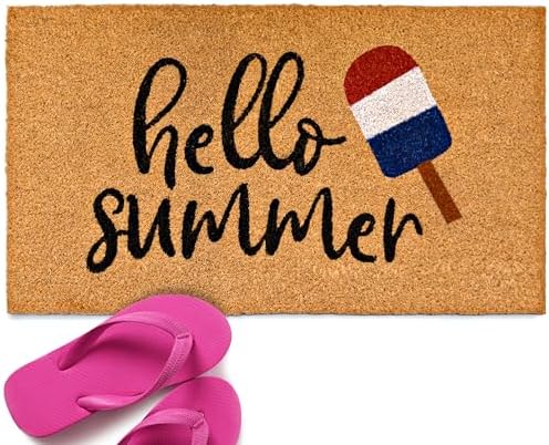 Hello Summer Welcome Mat Popsicle Decor 30x17 Inch, Summer Door Mat Outdoor, Summer Outdoor Mat, Outdoor Door Rug, Outdoor Door Mats, Outdoor Rug Door Outdoor Door Mats for Patio, Summer Doormat
