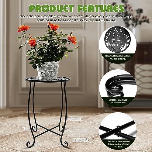 Metal Round Side Table for Small Spaces - Indoor/Outdoor, Perfect for Patio, Yard, Porch, Balcony, Garden