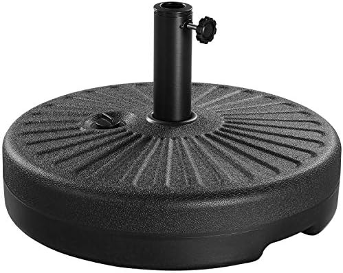 Yaheetech Umbrella Base 22L Round Water & Sand Filled Patio Outdoor Umbrella Stand with Steel Umbrella Holder Suit for Dia 1.5'' or 1.9'' Umbrella Pole, Black