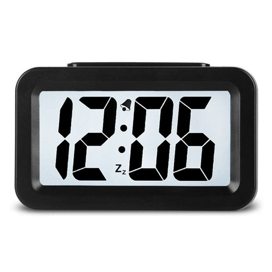 Hense Creative Nightlight Smart Light Alarm Clock Bedside Desk Table Electronic Clock Battery Operated Mute Luminous Alarm Clock with Adjustable Light HA35 (Black)