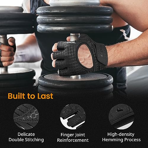 ATERCEL Workout Gloves for Men and Women Weight Lifting Gloves with Full Padding for Gym, Fitness, Exercise, Cycling, Bike, Rowing（Black, S