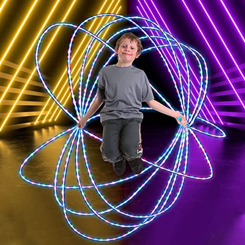 LED Jump Rope for Kids Colorful Skipping Rope Light Up Ropes for Girls Boys Fitness Exercise & Lights Dancing & Night Party Favors,Blue