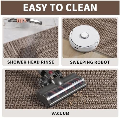 Door Mat 24"x35", Dirt Resistant and Absorbent, Non-Slip Rubber Backing Floor Mats, Easy Clean Low-Profile Doormat for Entryway, Front Door, Inside Entrance, Brown