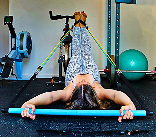 Portable Pilates Stick Yoga Exercise Pilates Bar, Yoga Pilates Bar Reformer Kit, Pilates Bar Kit with Resistance Band,Home Gym Pilates with Foot Loop for Total Body Workout (New-Pink- Pilates)