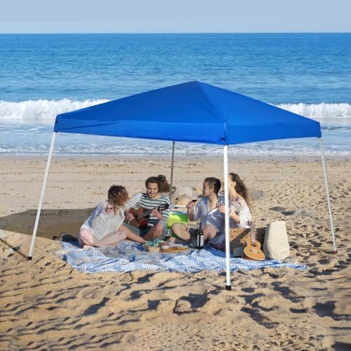 Canopy Replacement Top Only, Waterproof Pop-Up Canopy Tent Top Cover with Ropes, Instant Canopy Top Sunshade Silver Coated for Outdoor Garden Patio Camping (Royal Blue, 8x8FT)