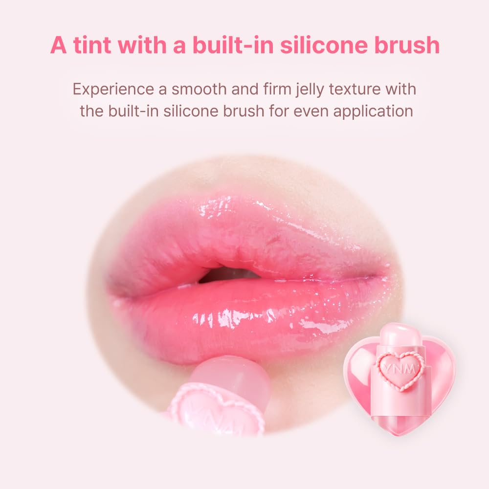 YNM Heart Jelling Tint (01 PEACH JELLING, 0.09 oz) Silicone Lip Brush Included, K-Beauty, Non-Sticky, Moisturizing, Smudge-Proof, Korean Lip Tint, Long-Lasting, Vivid Color