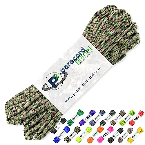 PARACORD PLANET 100 Feet Hanks Parachute 550 Cord Type III 7 Strand Paracord Multi Camo