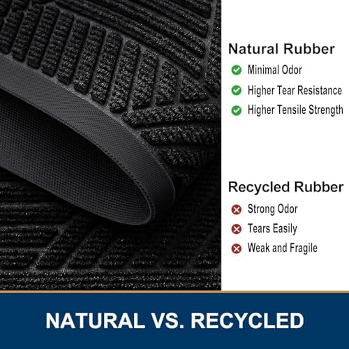 Smiry Front Door Mat Outside Entrance, Heavy Duty Sturdy Natural Rubber Doormat, Trap Dirt and Moisture, Easy Clean Low Profile Welcome Floor Mats for Indoor Outdoor Entry, 36x24 Inch, Black